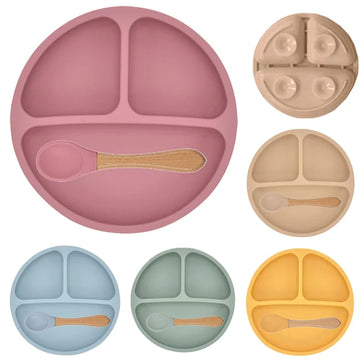 5Pcs/Set Baby Soft Silicone Feeding Tableware
